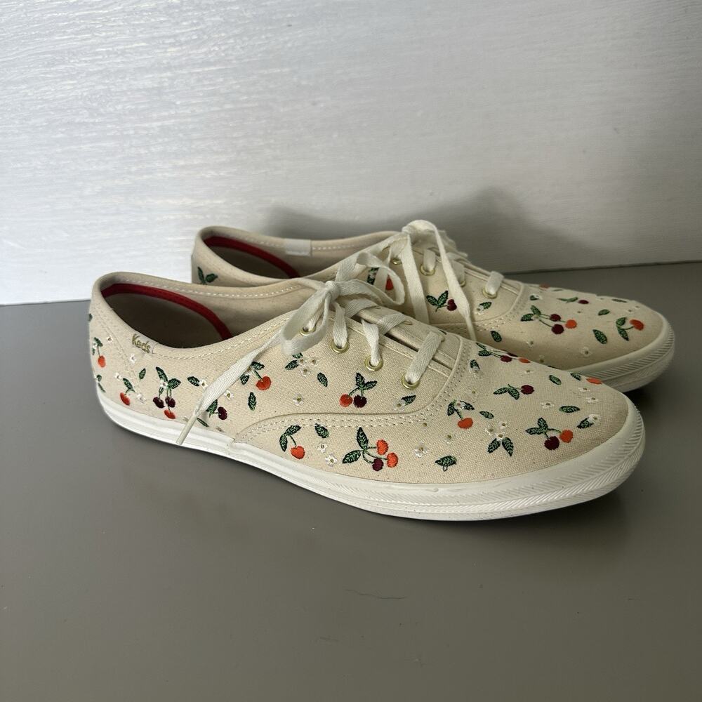 Keds Rifle Paper Shoes Women 9.5 Champion Lively Cherries Canvas Sneakers Boho